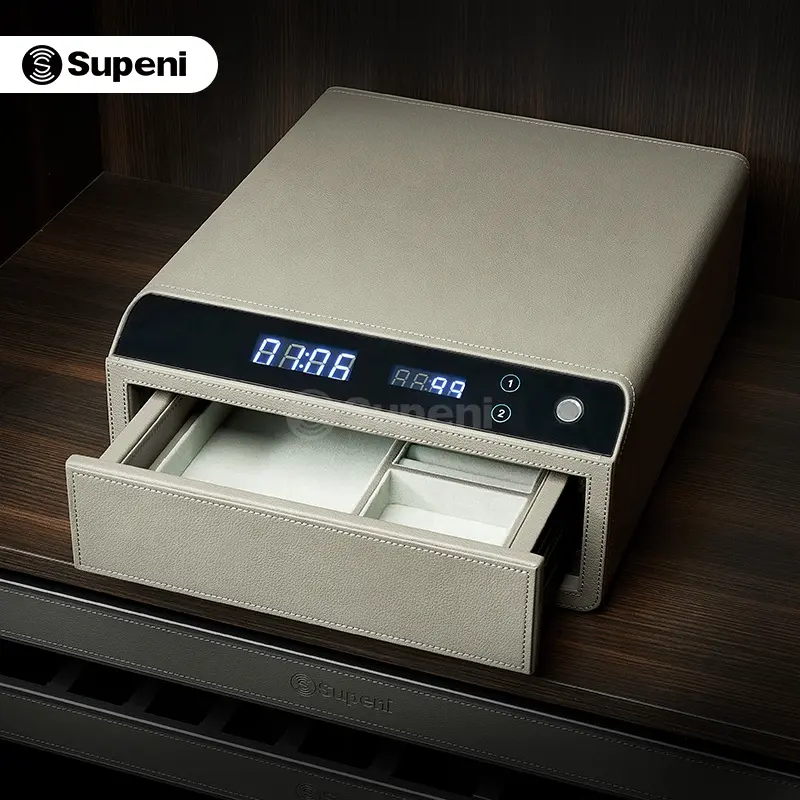 Supeni Digital safe drawer box drawer safe box Digital Fingerprint Smart Leather Safe Box for home use
