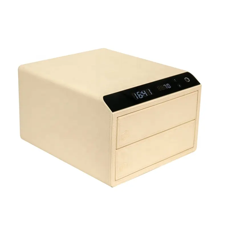 Luxury Leather Smart Biometric Drawer Safe Cabinet Anti-theft Fingerprint Jewelry Box