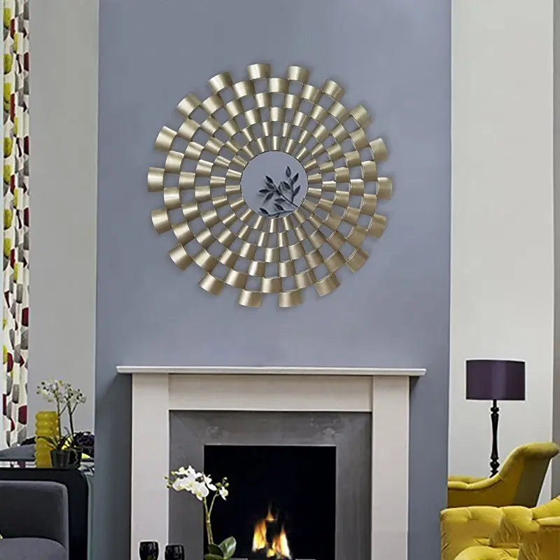 Modern Design Tinsel Silver Circular Antique Big Size Living Room Round Decorative Wall Mirror Mirrors For Home Decor