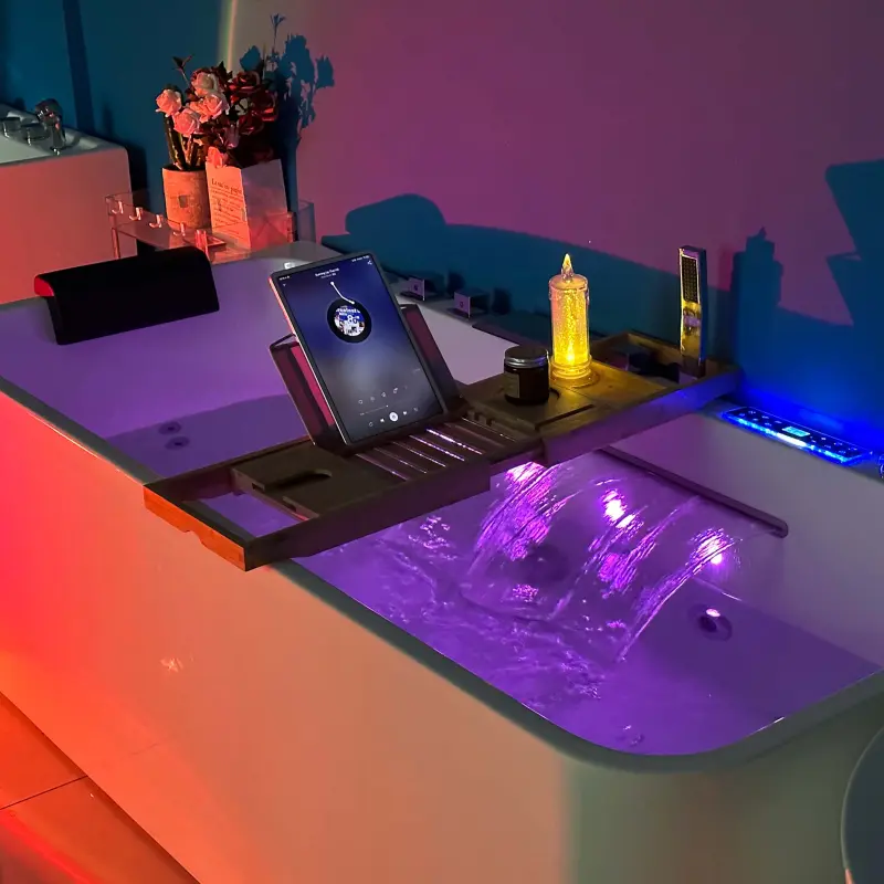 2023 Factory New Acrylic Indoor Luxury Jacuzzier Whirlpool Freestanding Surfing Massage Spa Bathtub With Led Color Light