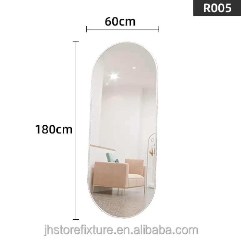 Modern design floor standing mirror for clothes store wall mounted mirror irregular with led light custom size