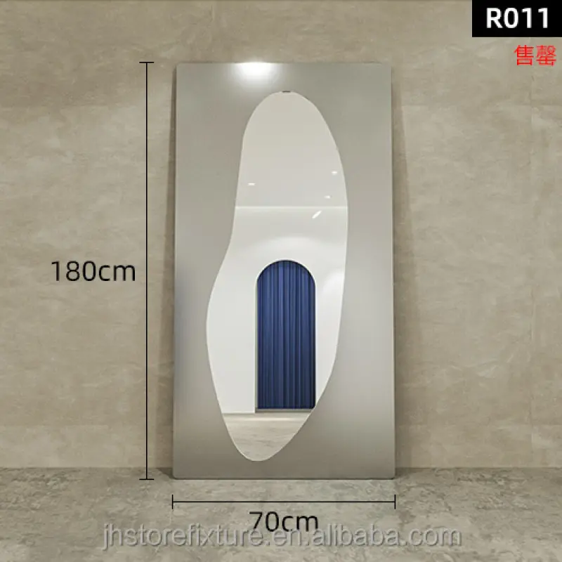 Modern design floor standing mirror for clothes store wall mounted mirror irregular with led light custom size