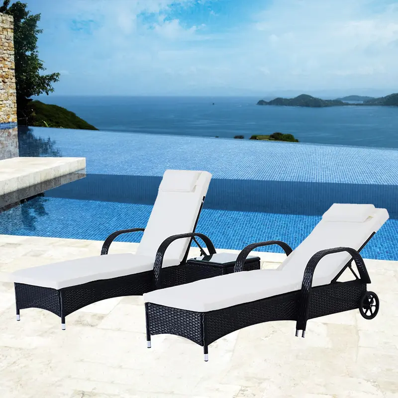 Patio chaise lounge chair modern design sun lounger with wheels hot selling daybed for garden and pool