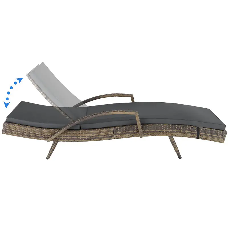 Outdoor Hotel Lounge Chair Pool Sunbed with Cushion and Armrest