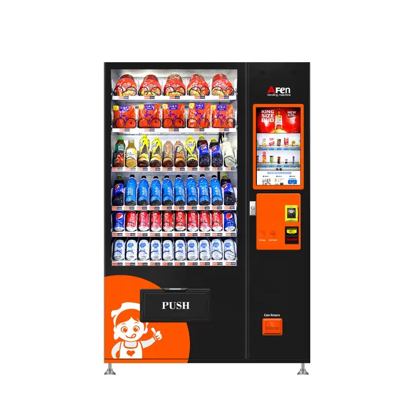 Touch Screen Combo Cotton Candy Snack Vending Machine For Foods And Drinks
