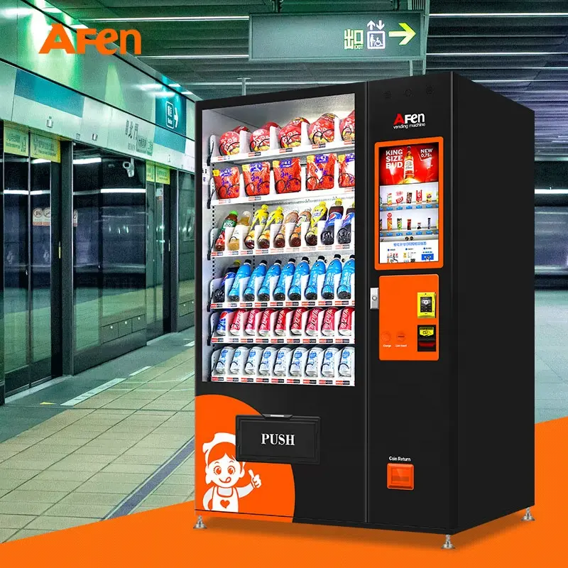 Touch Screen Combo Cotton Candy Snack Vending Machine For Foods And Drinks