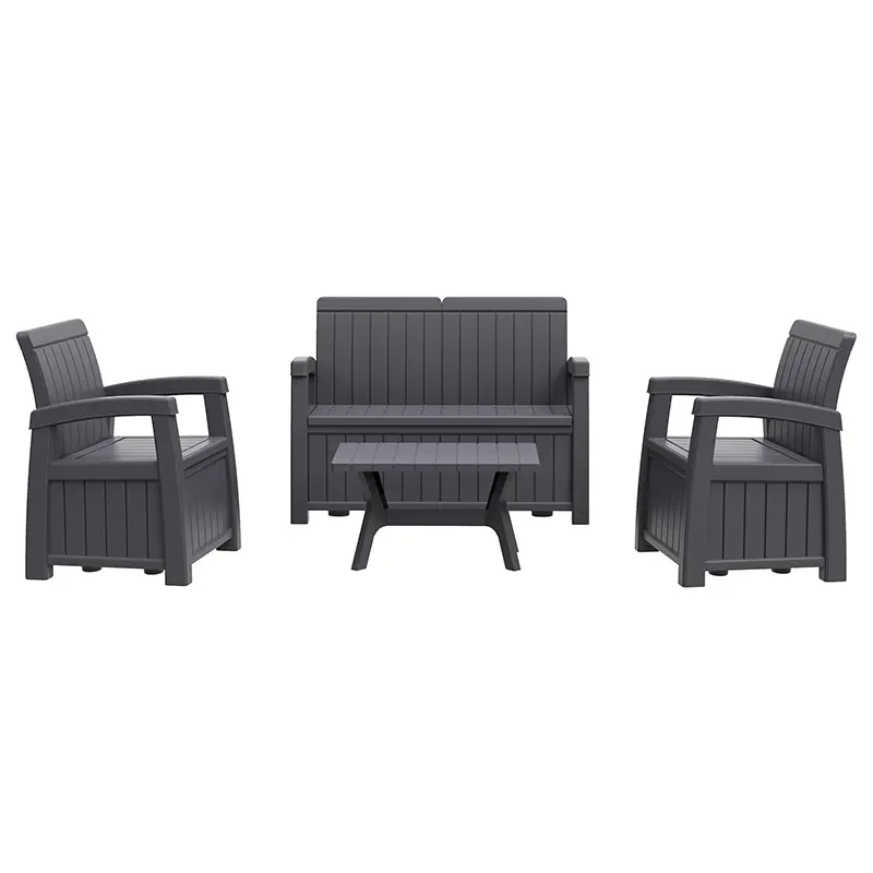 Outdoor Balcony Storage Bench Furniture Garden Plastic Resin Chair Sets
