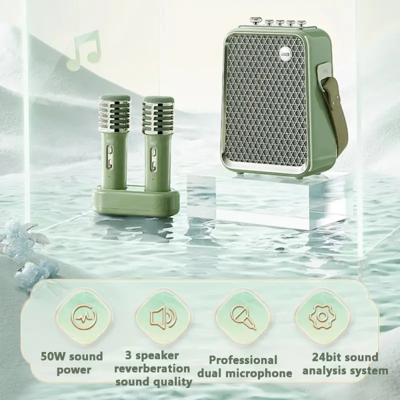 2023 Good Selling Portable Outdoor Karaoke ktv Sound Set  Blue Tooth Small Speaker With Dual Wireless Microphone