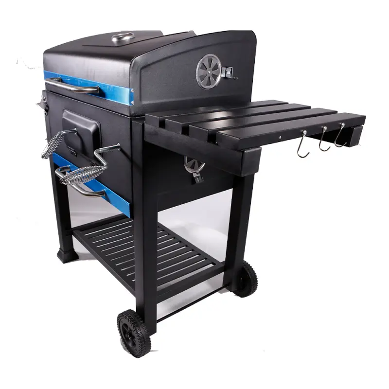 Carbon steel large trolley garden party backyard barbecue smoker bbq charcoal grill for bbq outdoor