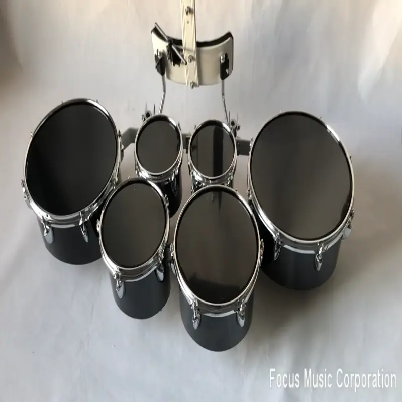 Drum set musical instrument handmade 6 pcs drum set professional black marching drum