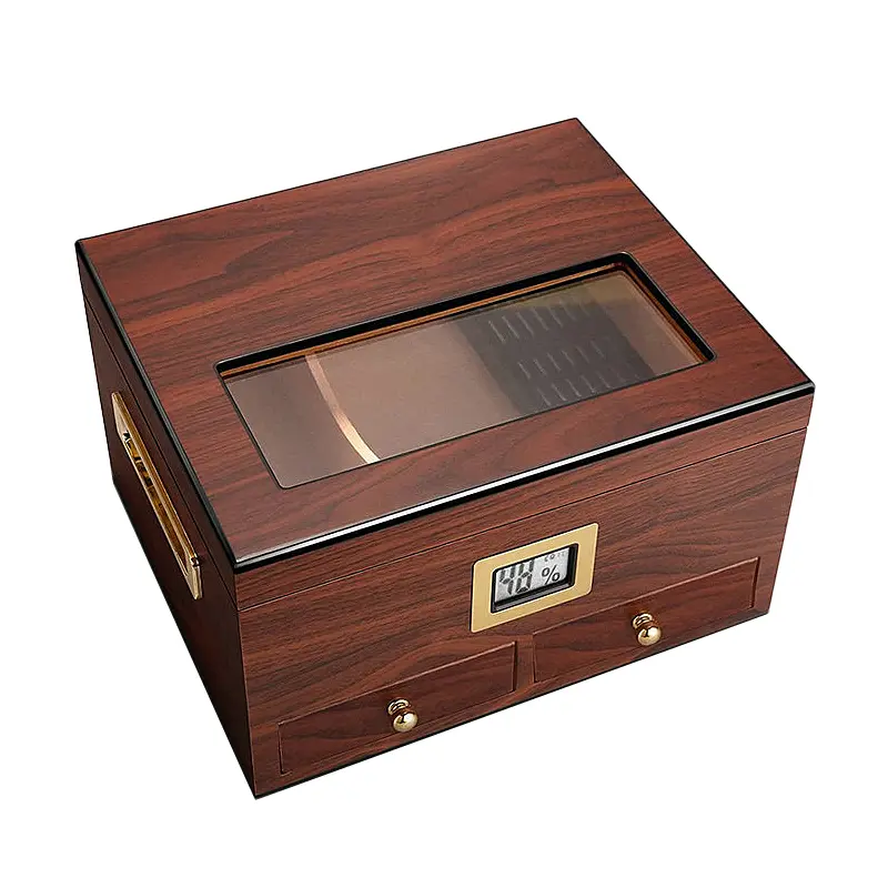 Factory Price Double-Deck Wooden Cigar Cases Personalized Wood Cigar Humidors Cabinet