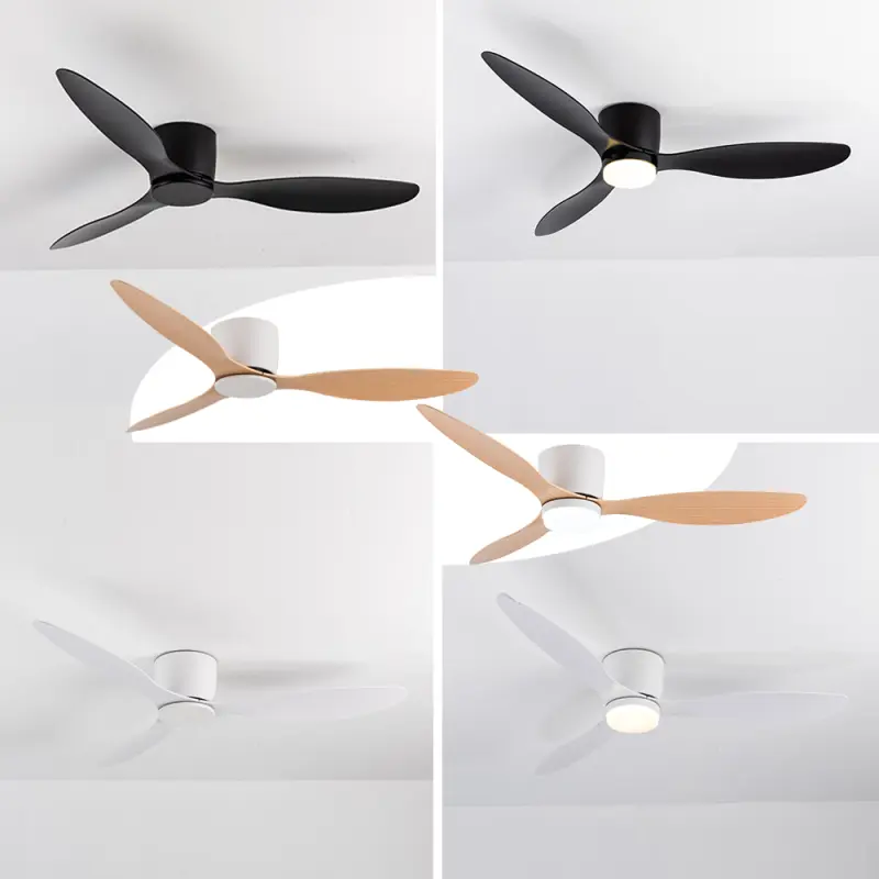 Modern simple ventilador de teto 3 ABS blades dc bldc remote control low profile ceiling cieling fan with led light
