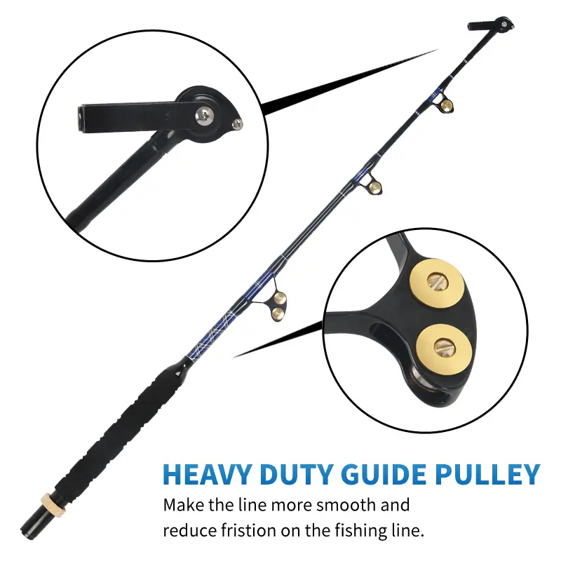 Swivel Tip Trolling Rod Bent Butt 130LBS Boat Fishing Rod Roller Guides Tuna Pole Deep Sea Big Game Trolling Rod For Saltwater