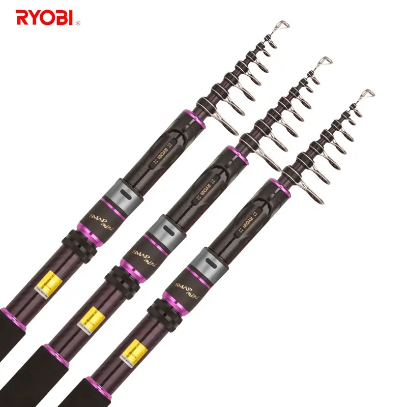 New arrival Ryobi smap mini AX High carbon fiber  2.4m telescopic fishing SURF rod and reel combo