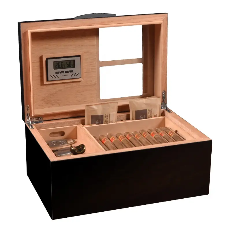 Hot Sell Cigar Humidor With Hygrometer Humidifier Cedar Wood Humidor Box Cigar Case