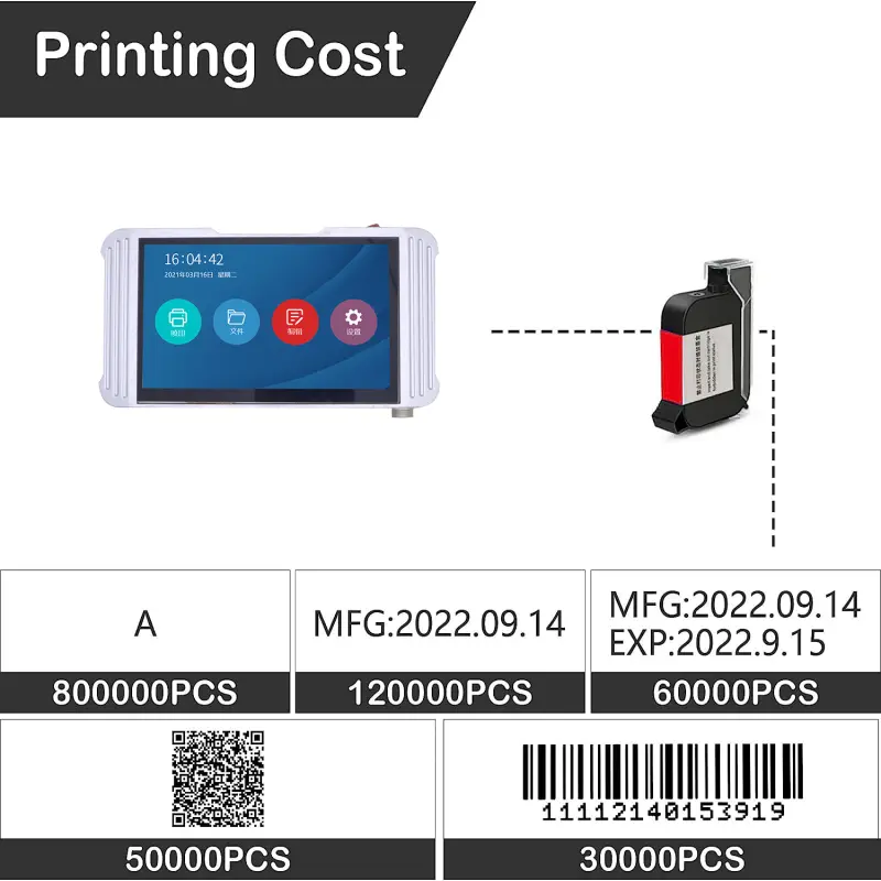 BTMARK Industrial Batch Coding Machine Automatic Online Inkjet Printer Tij Lot Number Printer Expiry Date Stamp for Packing