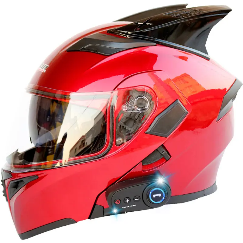 Wholesale Big tail motorcycle helmet Double lens uncovered helmet for men and women four Seasons racing motorcycle helmet