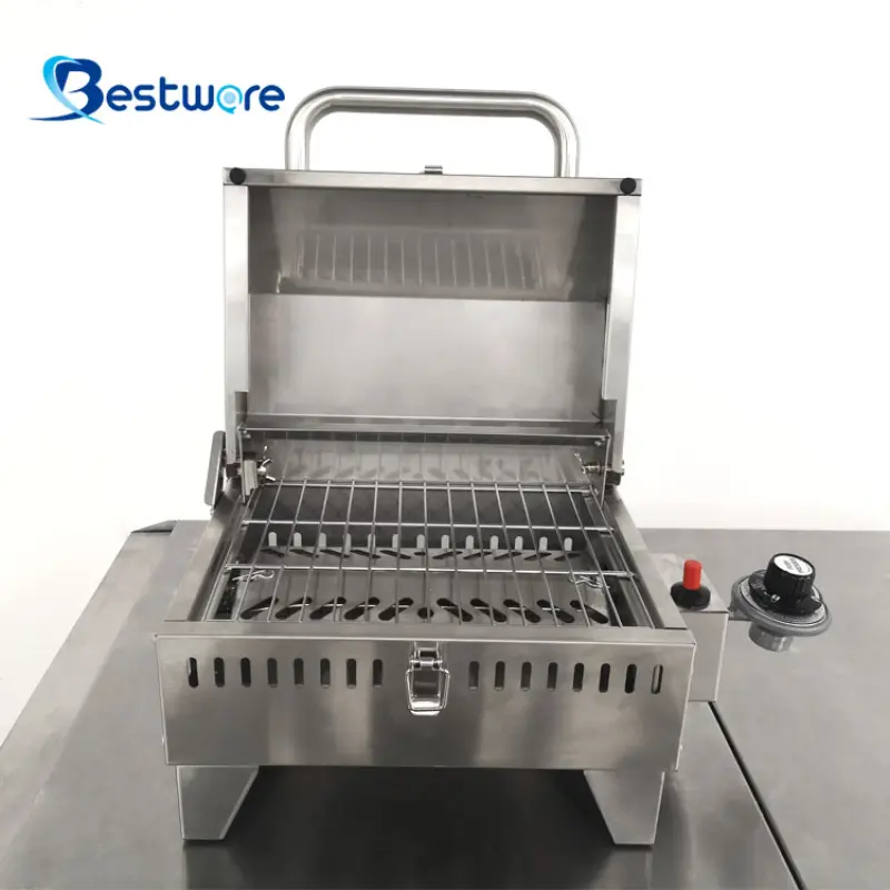 Outdoor Portable Commercial Stainless Steel Propane Gas Tabletop Mini Bbq Grill