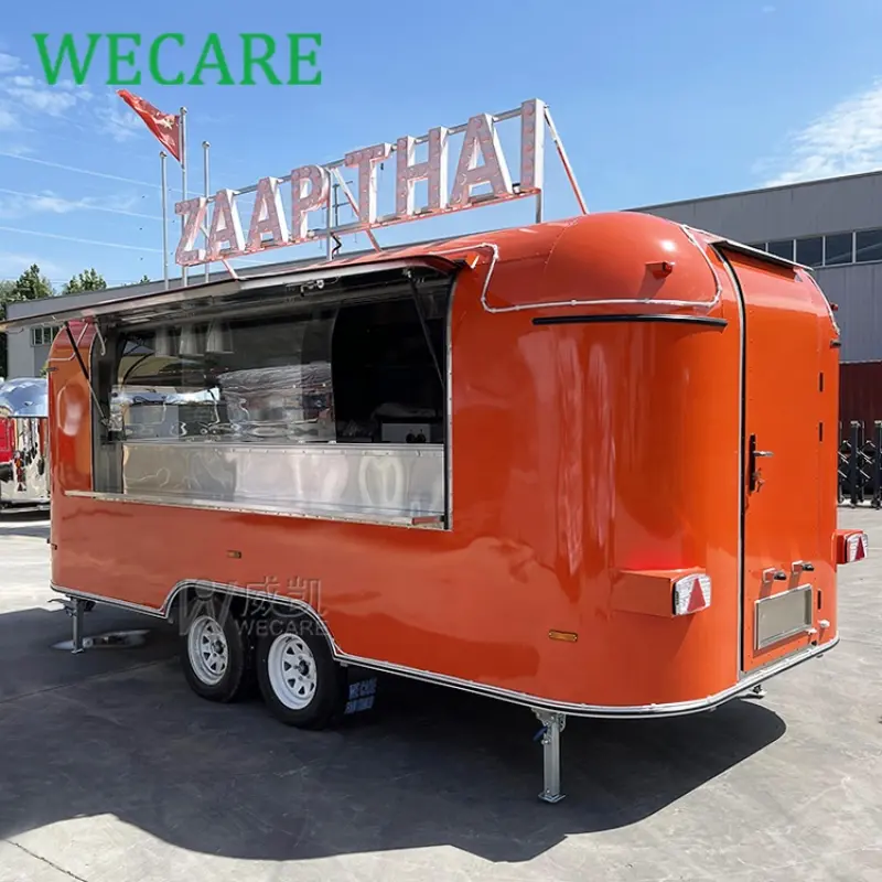 WECARE Mobile Kitchen Pizza BBQ Fast Food Trailer Fully Equipped Airstream Mobile Remorque Ice Cream Food Truck for Sale in USA