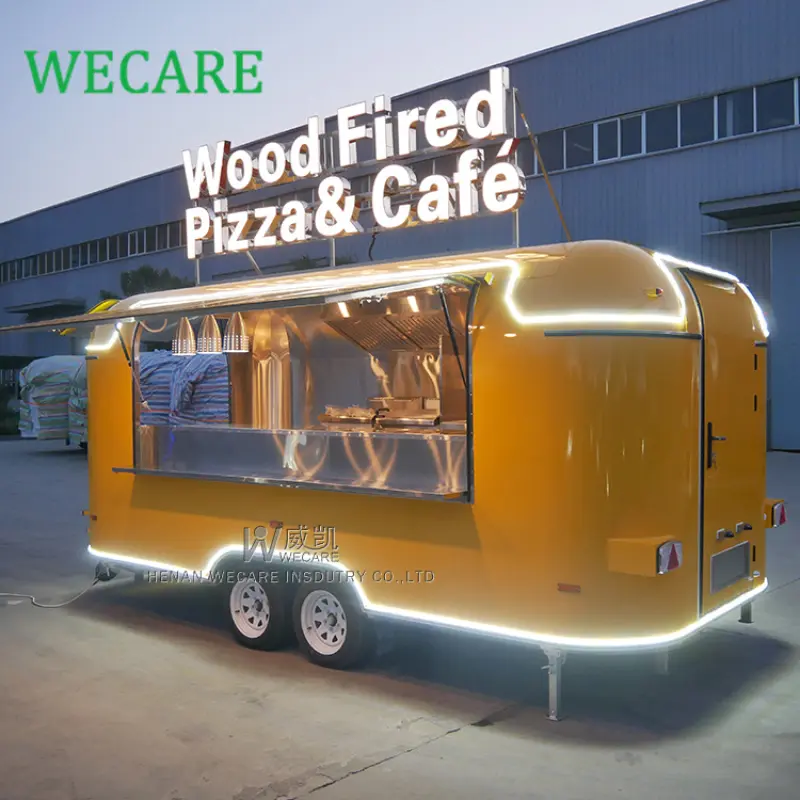 WECARE Mobile Kitchen Pizza BBQ Fast Food Trailer Fully Equipped Airstream Mobile Remorque Ice Cream Food Truck for Sale in USA