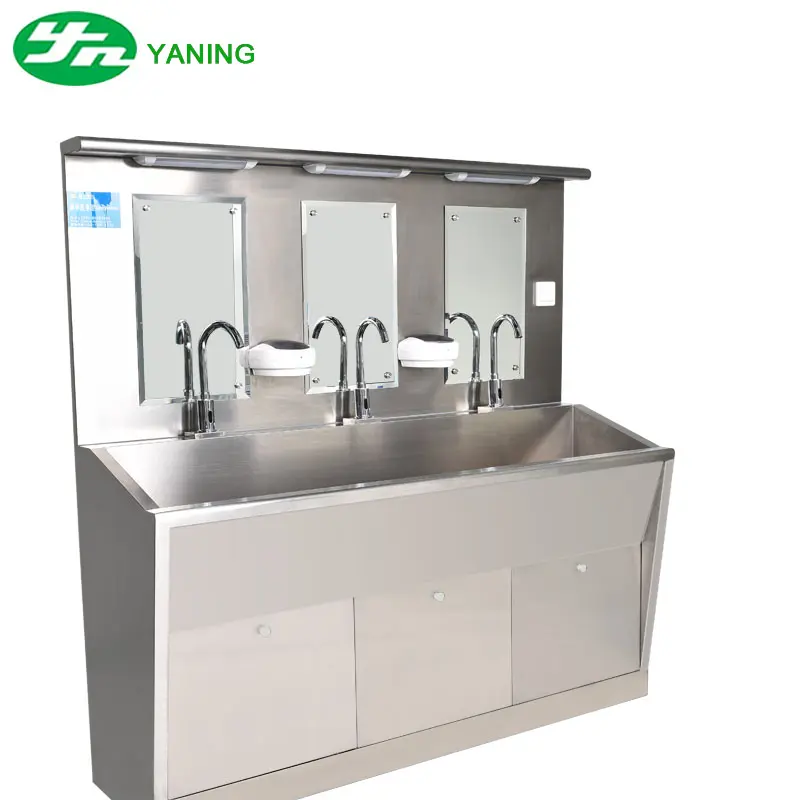 STAINLESS STEEL 304 HOSPITAL OPERATING ROOM MULTI USER 3 STATION HAND WASH SINK