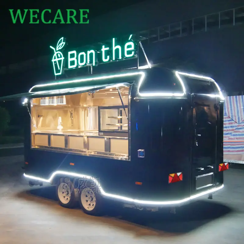 WECARE Mobile Kitchen Pizza BBQ Fast Food Trailer Fully Equipped Airstream Mobile Remorque Ice Cream Food Truck for Sale in USA