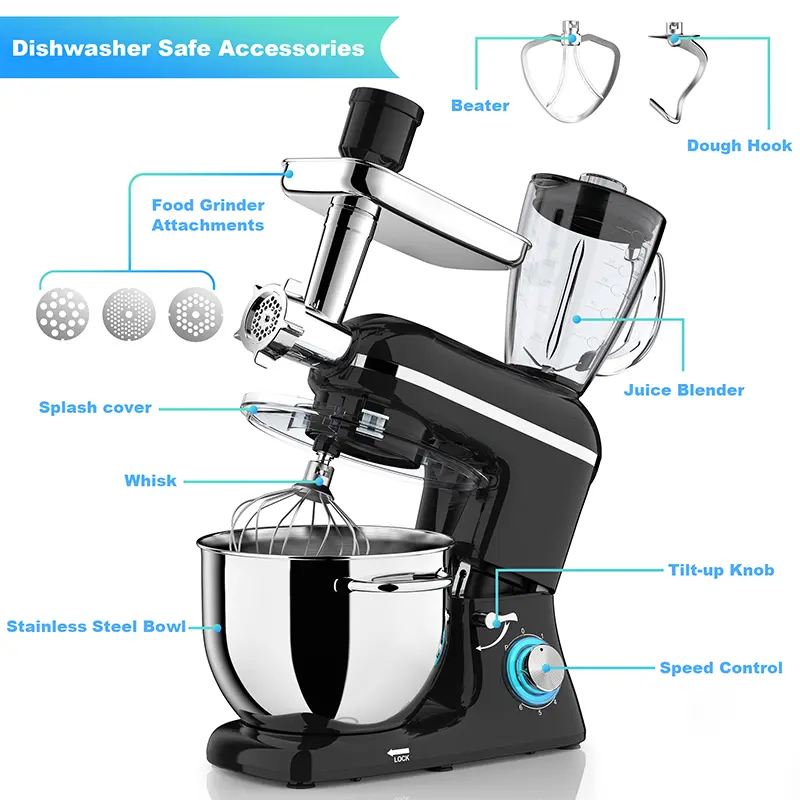 kitchen appliances home 5 in1 multifunctional stand mixer with blender and meat grinder parts food mixers