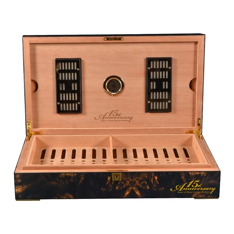 Luxury Design High Quality Cedar Cigar Wooden Humidor Box Wholesale