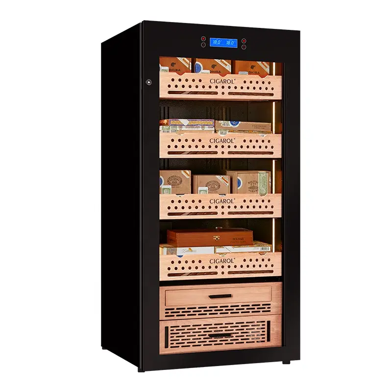 Hot Selling Cigar Humidor Cabinet Electronic Humidor Cabinet With Spanish Cedar Wood Shelves &amp; Hygrometer Cigar accessories