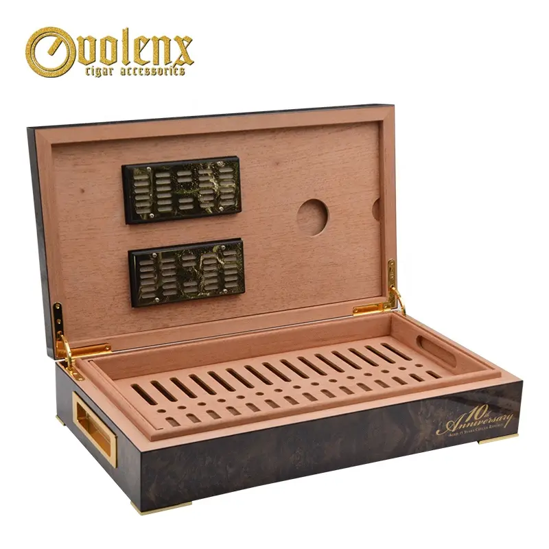 Luxury Design High Quality Cedar Cigar Wooden Humidor Box Wholesale