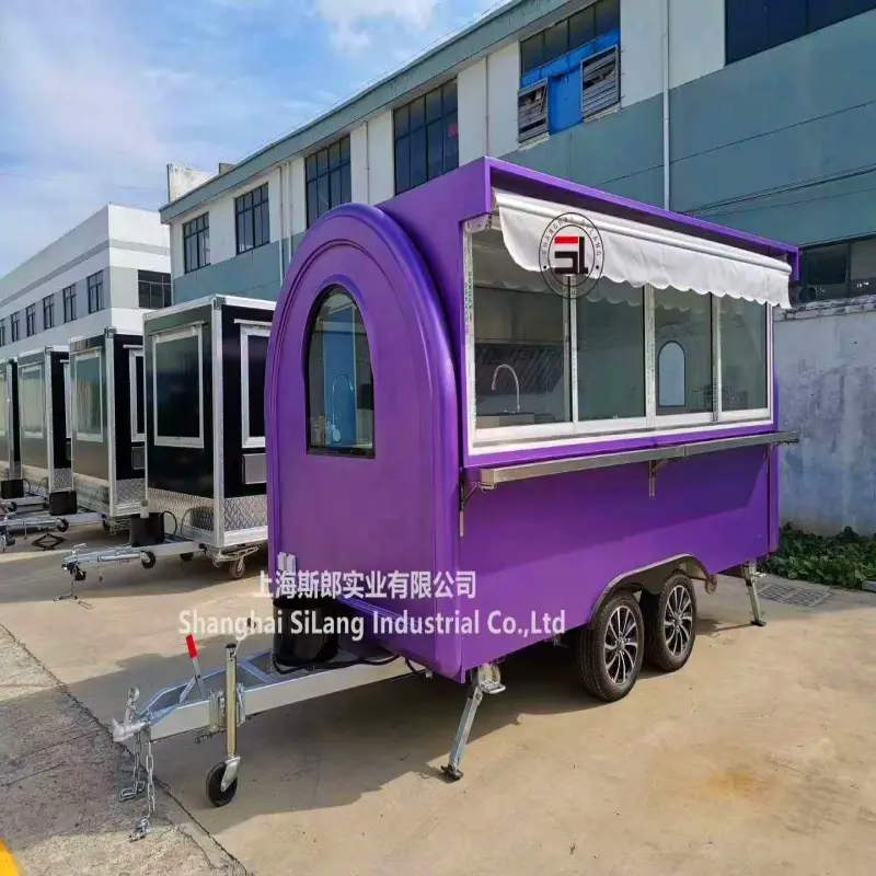 Silang Food Processors Mobile Street Shop Snack Drinks Vending Trailer Cart With Traction Frame