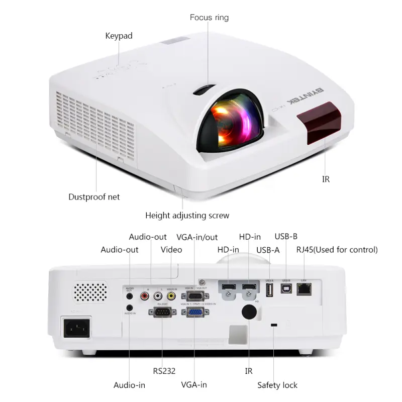 Byintek C600WST Building Outdoor Advertising Projector Interactive High Lumens Overhead Short Throw Mapping Projector