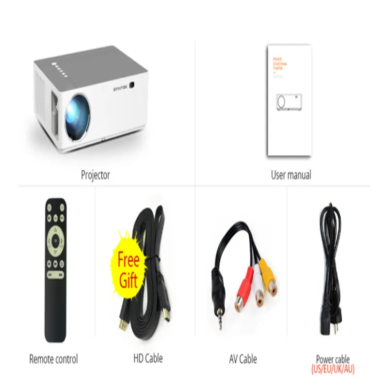 BYINTEK K20 Android Version Projector 1920*1080 Resolution Real Full HD Projector LCD Projectors (40USD Extra for Android)