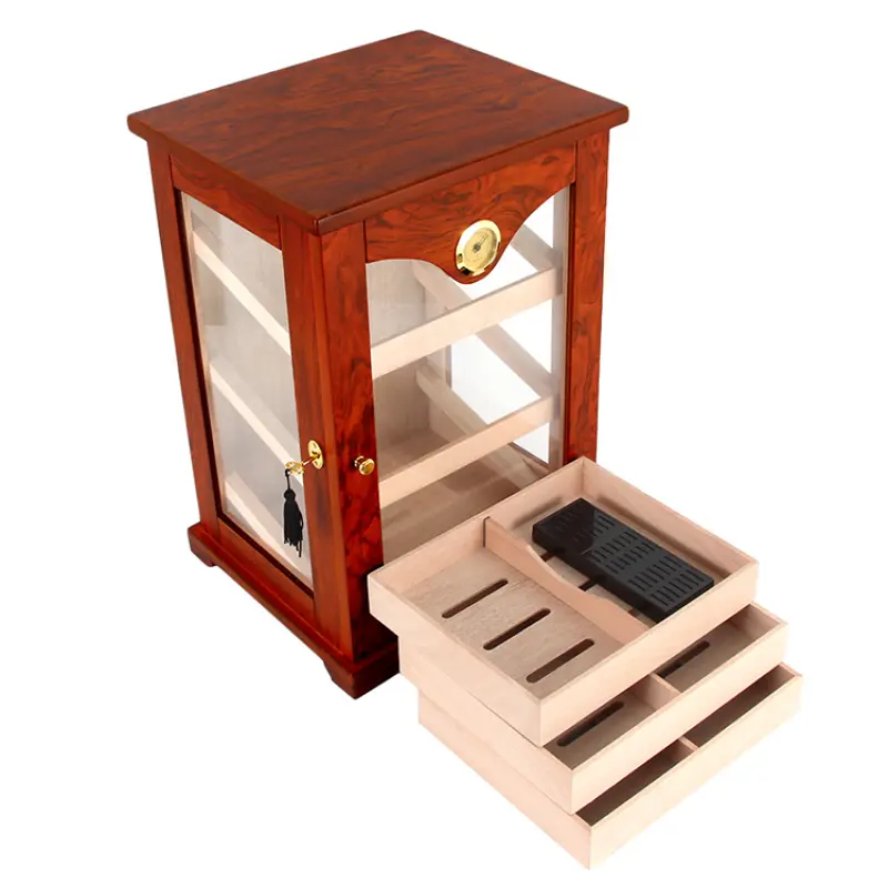Luxury Large Capacity Wood Cigar Showcase Rack Display Humidors Humidifier Cigar Cabinet For 125 Cigars