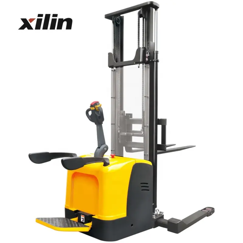 XIlin 1ton 1.2ton 1.5ton Electric Rider Straddle Stacker With Straddle Legs And Adjustable Forks