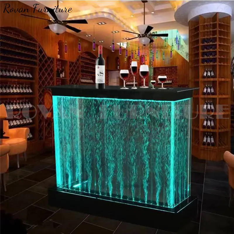 Display Cabinets Bar Counter Ready Made LED White Marble Top Modern Restaurant Bar Counter