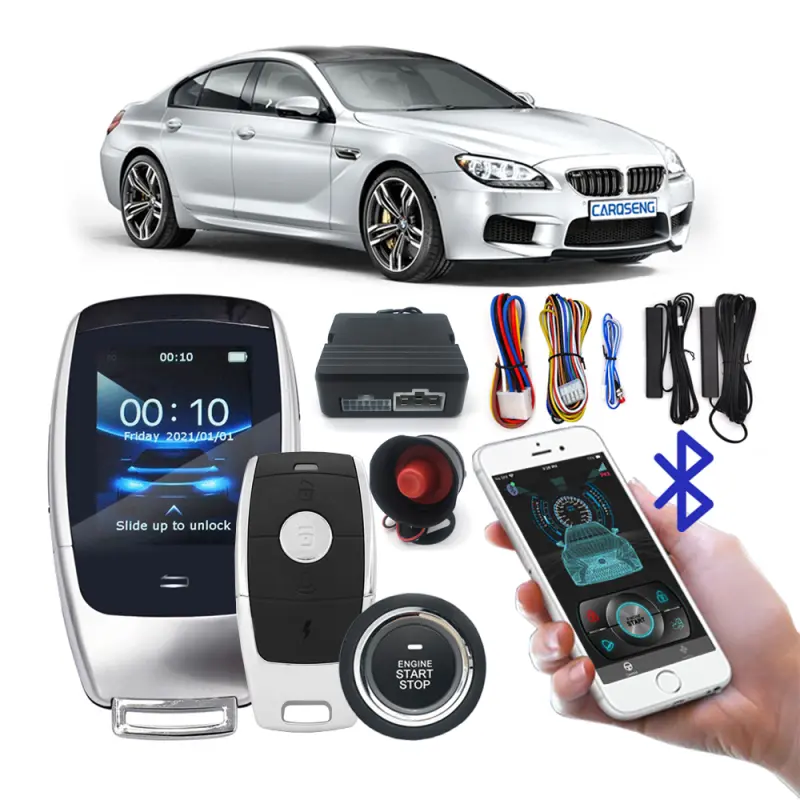 Car Alarms Remote Start Stop PKE Car Alarms with Smart Key and BT Phone App Control