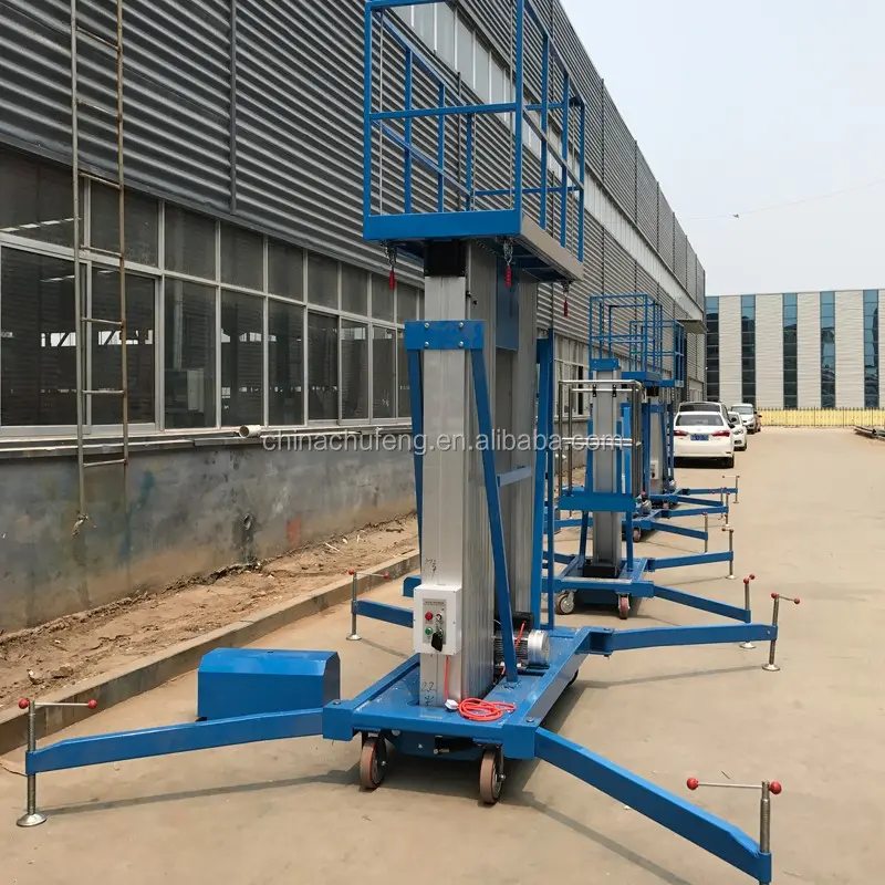 Lifting ladder for library window cleaning ladder lift double mast hydraulic lift