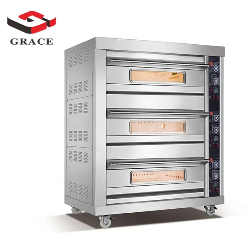 Commercial Industrial Bakery Electric and Electric Deck Pizza Bread 3 Deck 6 Trays Baking Oven
