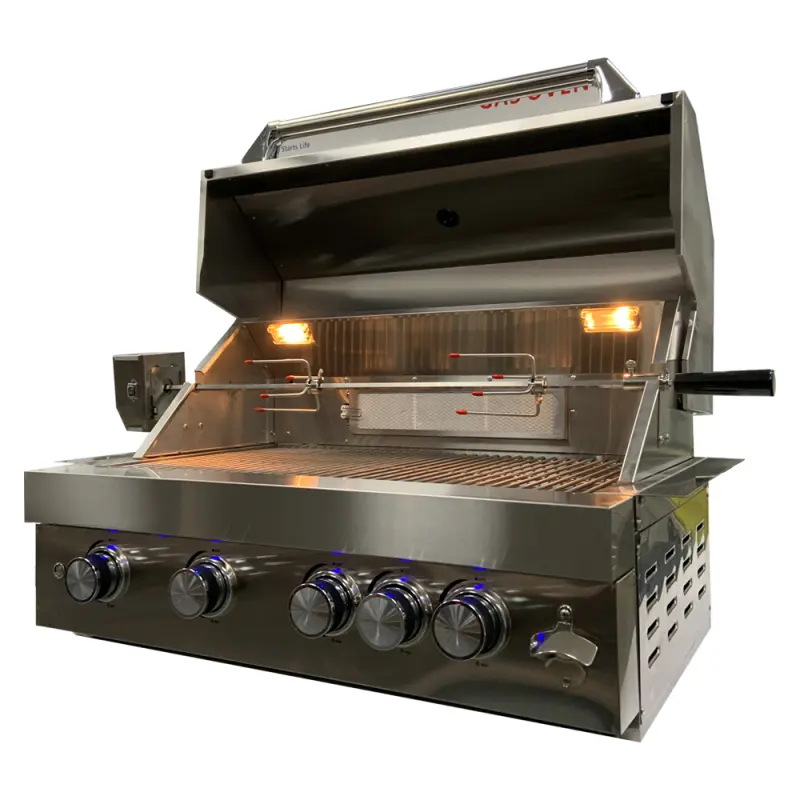 Electric rotary barbecue Stove 304 Stainless Courtyard BBQ Gas Charcoal Double Use Barbecue Stove