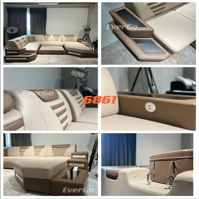 Customizable Leather sofa bed 7 Seater Sectional Couch Living