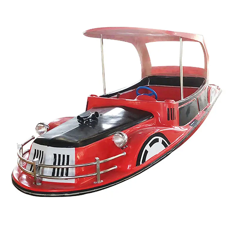 Family Water Park Item Tourist Electric Red Vintage Car Boat 4 passengers Adults Leisure Craft Taxi Boat