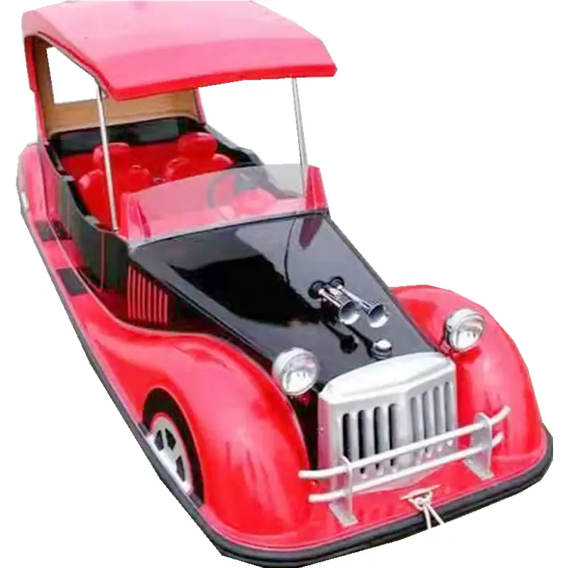 Family Water Park Item Tourist Electric Red Vintage Car Boat 4 passengers Adults Leisure Craft Taxi Boat