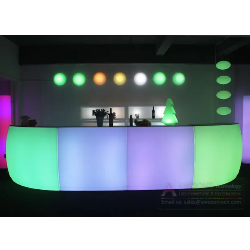 Glow Led Mobile Bar Led Bar Counter Portable Bar Counter Plastic White Modern Contemporary Commercial Furniture Bar Tables