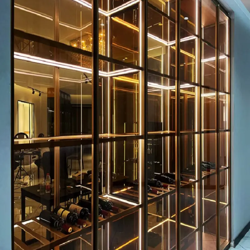 Aluminum Glass Living Room Luxury Modern Wine Display Cabinets