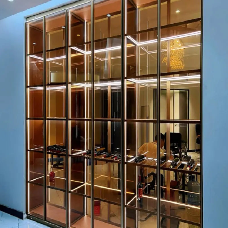 Aluminum Glass Living Room Luxury Modern Wine Display Cabinets