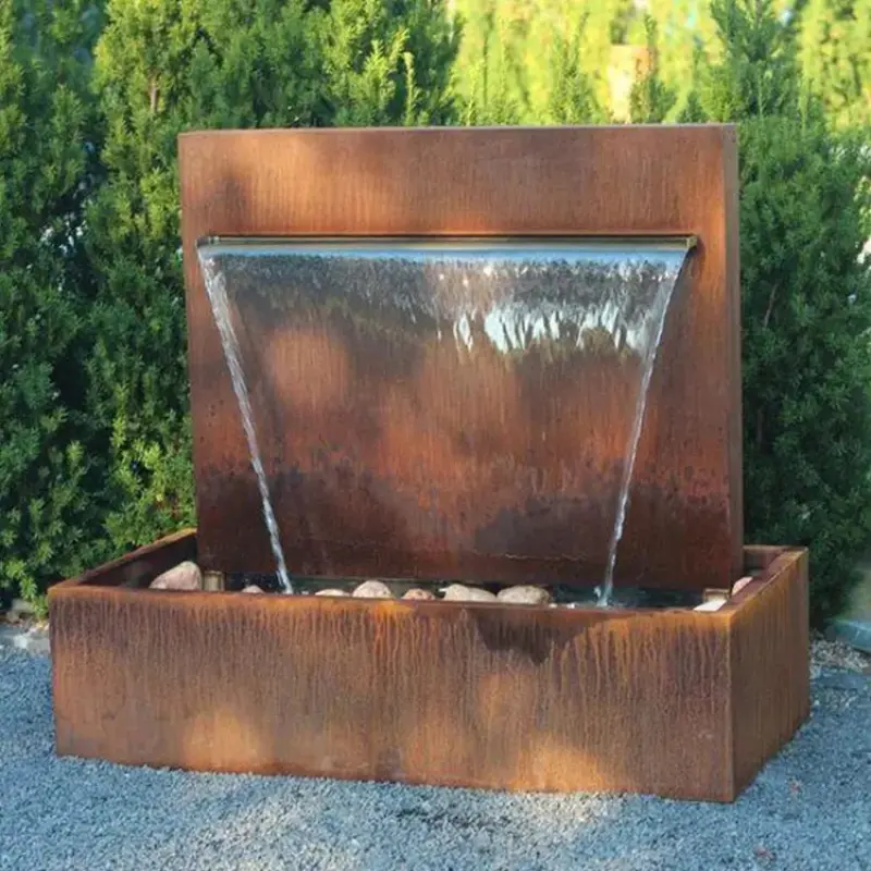 Customized Garden Water Fountain Garden Ornaments Water Fall Design Outdoor Corten Steel Water Feature