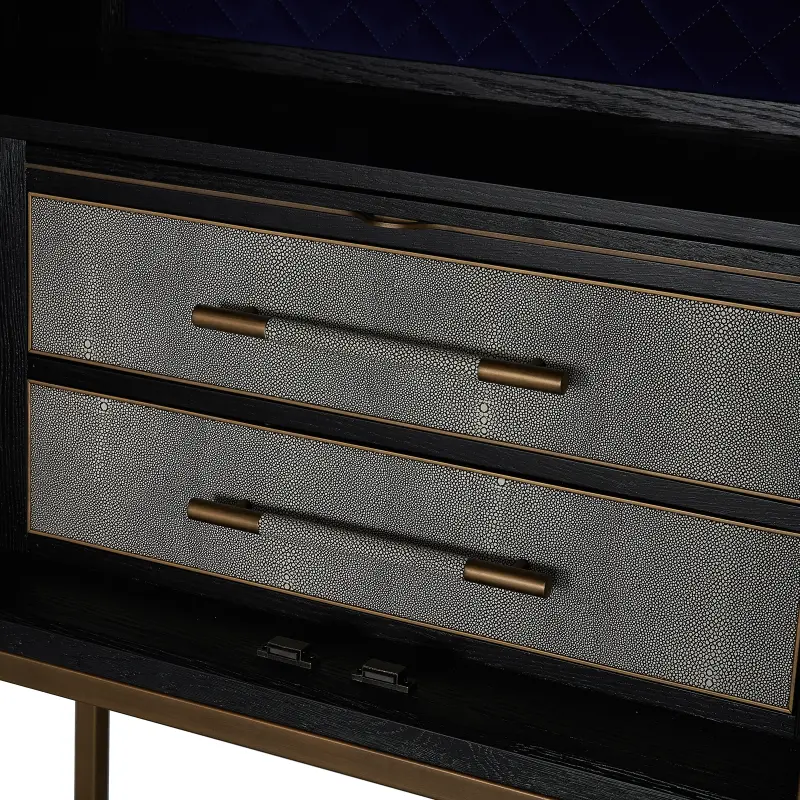 MRS WOODS Luxury Modern Living Room Cabinets Decorative Brass Metal Wood Furniture Display Cupboard Bar Wine Storage Cabinet