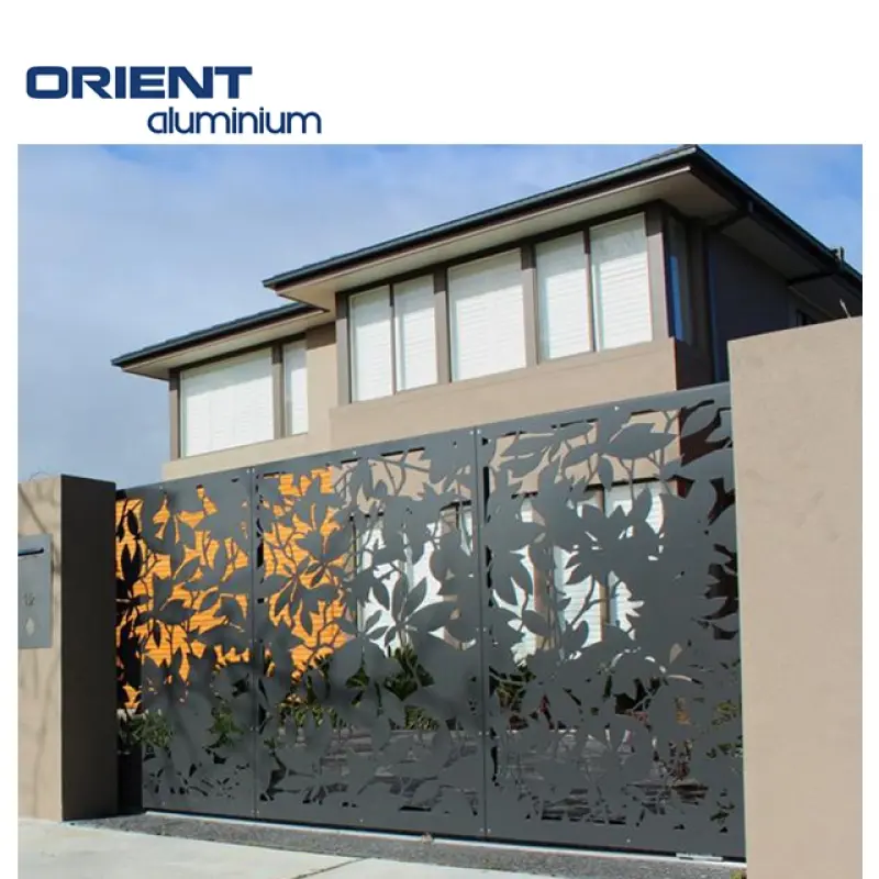 Chinese Manufacturer Decorative Aluminium Laser Cut Gate Metal Gate Perforated Driveway Gate Designs For House Decoration