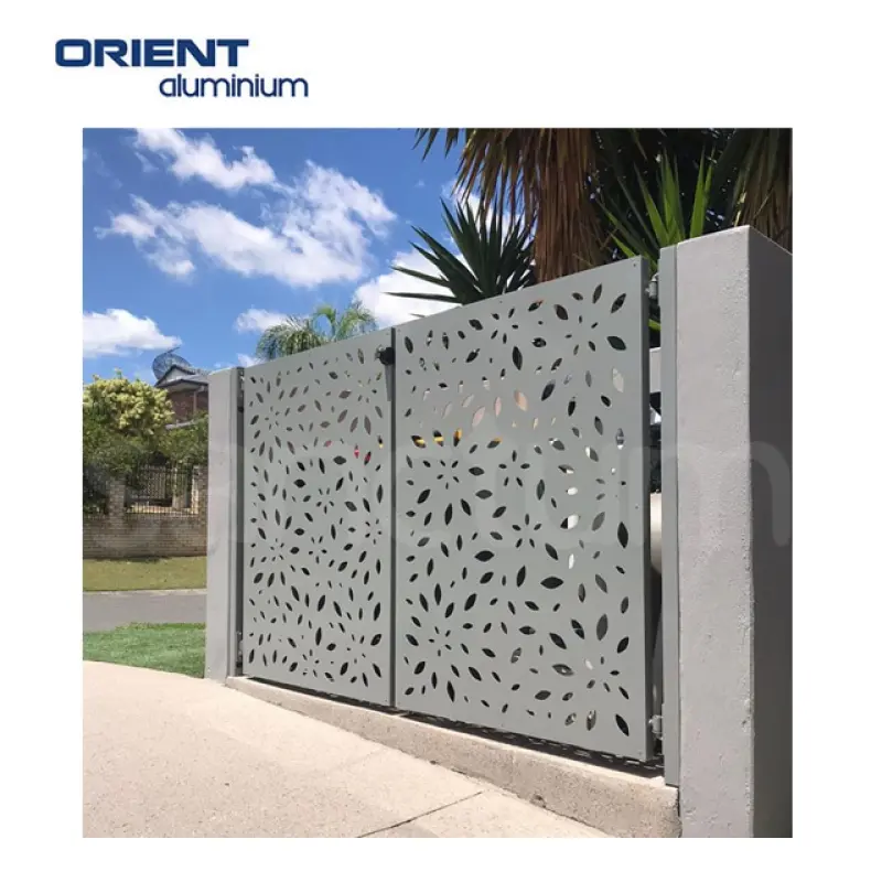 Chinese Manufacturer Decorative Aluminium Laser Cut Gate Metal Gate Perforated Driveway Gate Designs For House Decoration